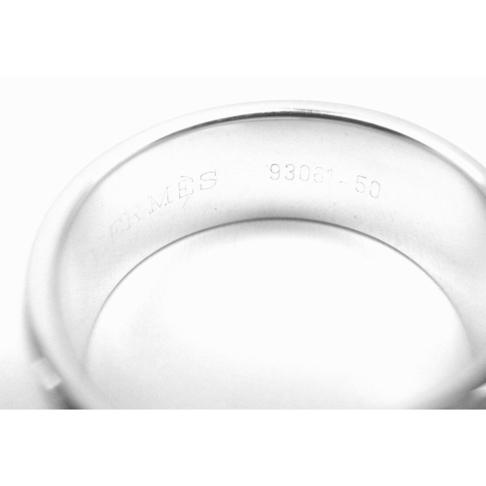 Authentic! Hermes 18k White Gold Diamond "H" Lock Band Ring Size 5​ - Picture 5 of 8